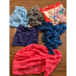 Set of six square and rectangle vintage scarves